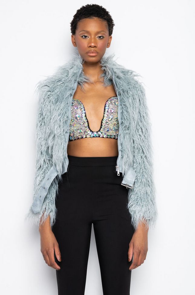 Full View Faux Mohair Bomber Jacket