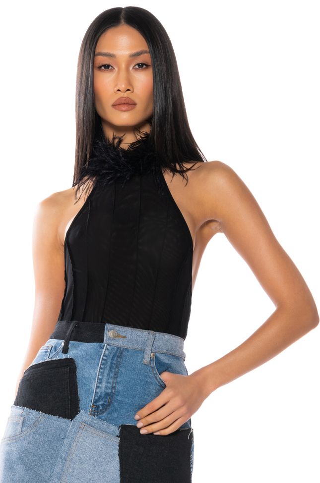 Front View Feelin Spicy Feather Halter Top