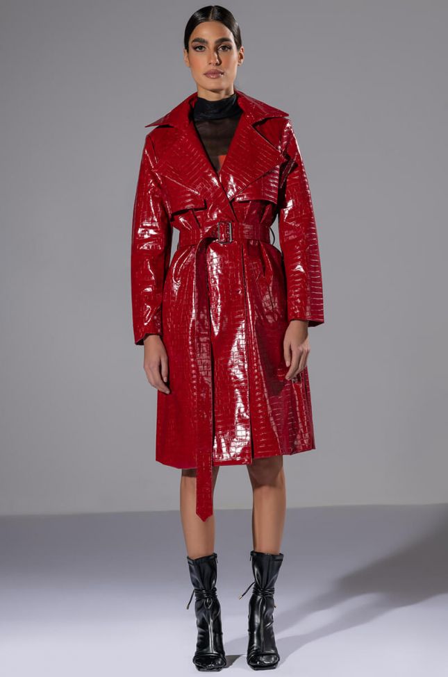 FEELING EXTRA BOSSY RED CROC TRENCH