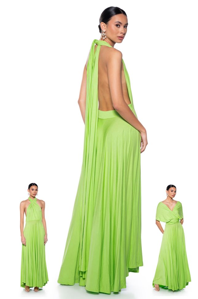 Front View Feeling Loose Convertible Maxi Dress In Lime