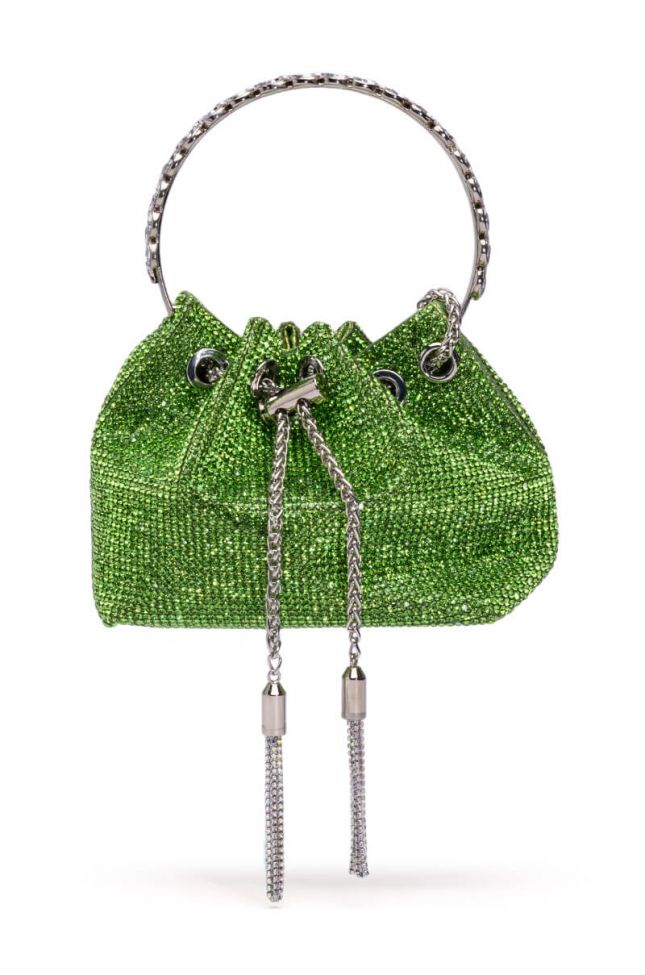 Back View Feeling Lucky Rhinestone Pouch Purse