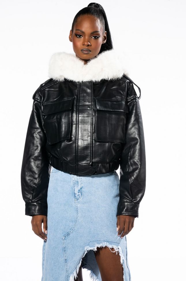 Side View Feeling Myself Moto Bomber With Fur Lining