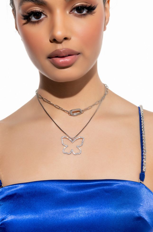 Front View Feelings On Safety Butterfly Necklace Set
