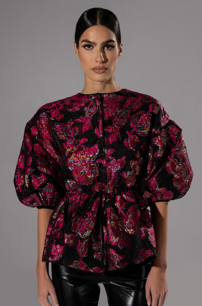 FIELD OF ROSES BROCADE BLOUSE
