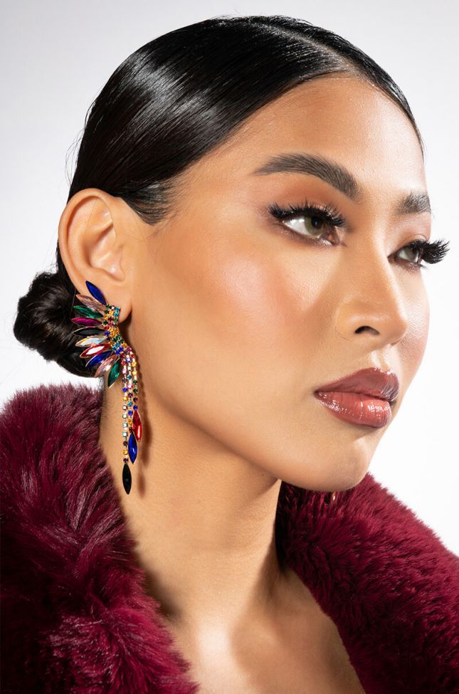 Front View Fiercely Multi Color Statement Earring