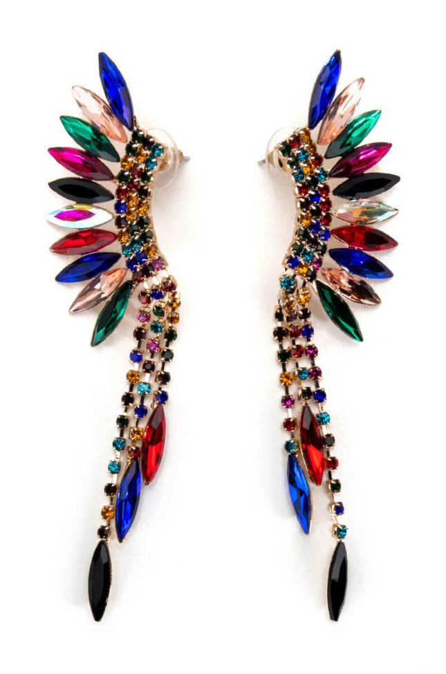 Front View Fiercely Multi Color Statement Earring
