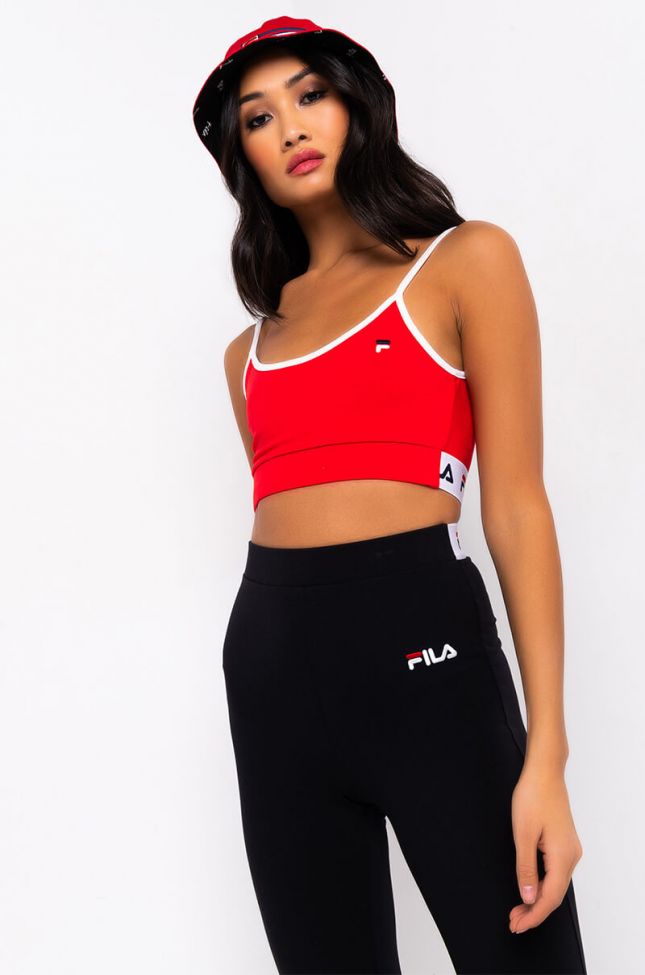 Front View Fila Womens Deeba Bra Top in Chinese Red White Peacoat