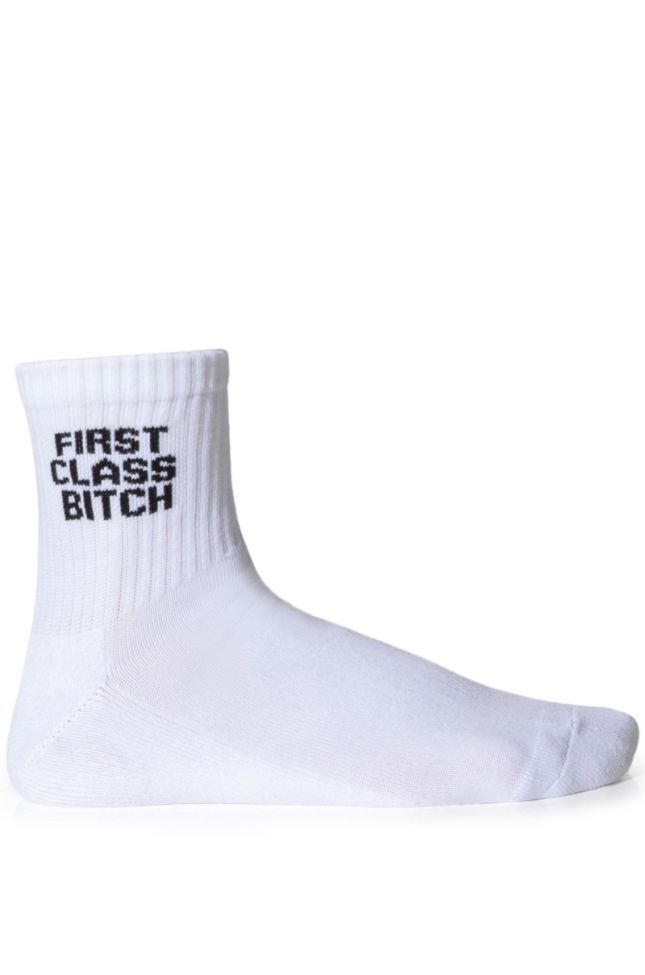Side View First Class White Socks