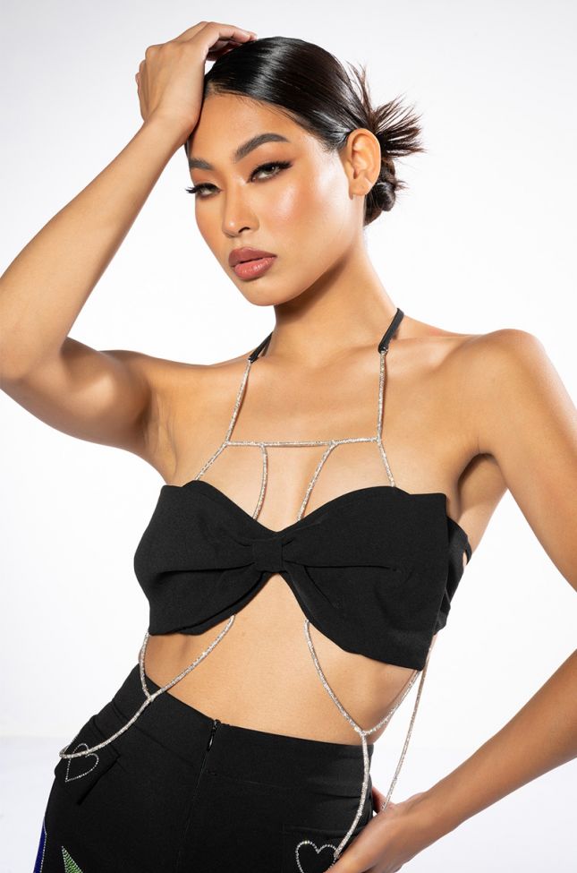 Front View Flashing Lights Chain Detail Bralette