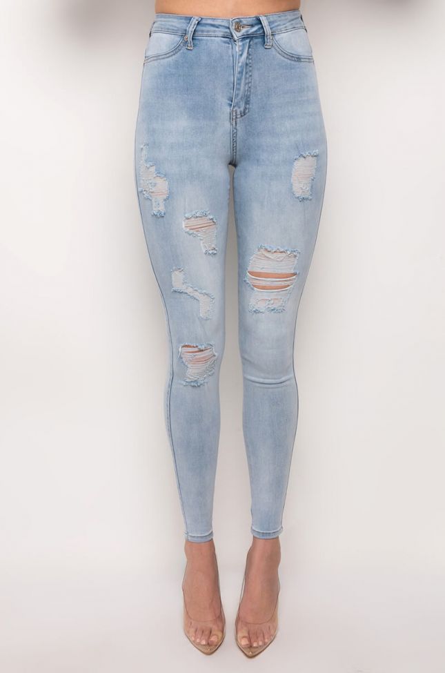 Full View Flex-fit Extreme Stretch High Waisted Distressed Skinny Jeans