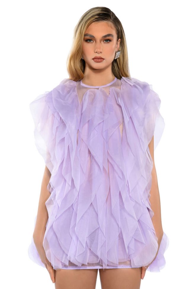 Back View Float Like A Butterfly Mini Fashion Dress In Purple