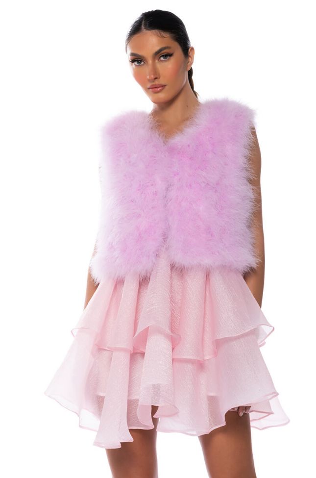 FLOAT ON REAL FEATHER VEST IN PINK