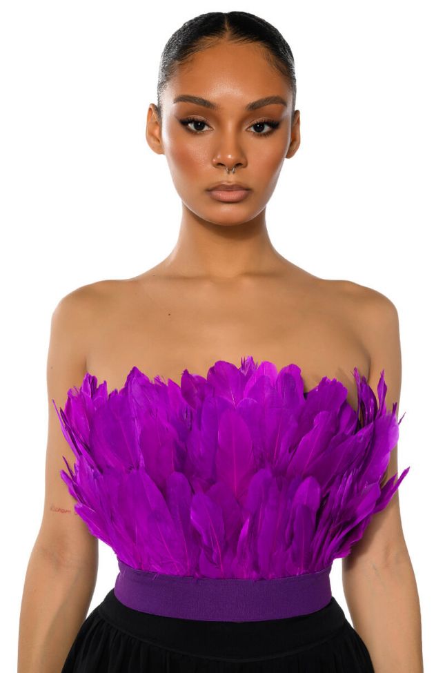Front View Fly Away Feather Tube Top