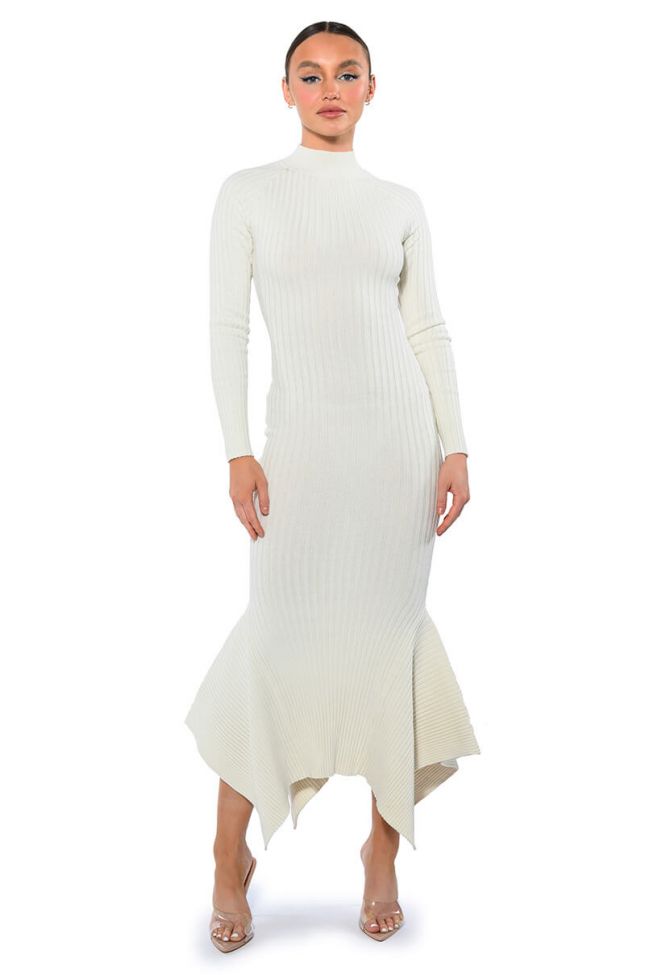Full View Forget Me Not Long Sleeve Mock Neck Midi Dress