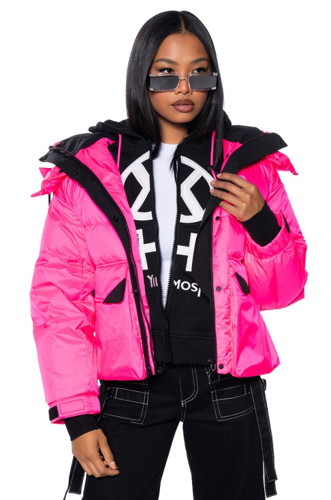 Front View Freestyle Puffer Coat With Inner Hoodie