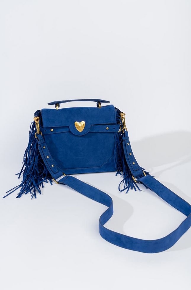 Back View Fringe Heart Structured Purse