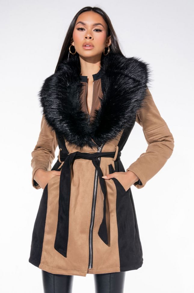 FULL VOLUME FAUX SUEDE TRENCH COAT