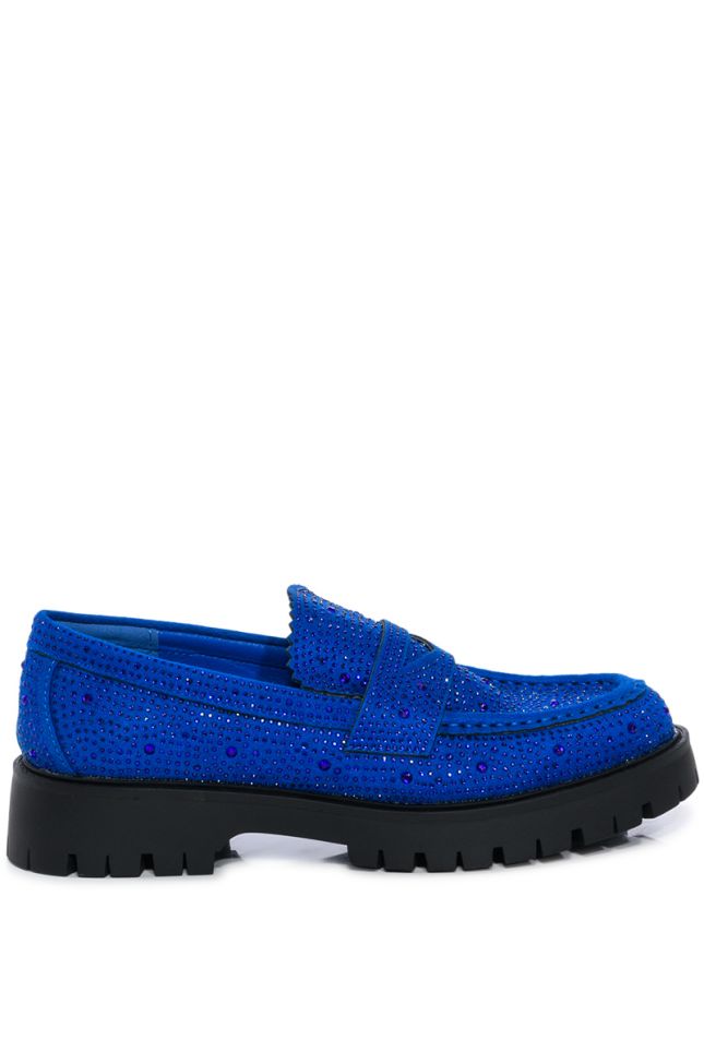 Side View Gently Embellished Loafer In Blue