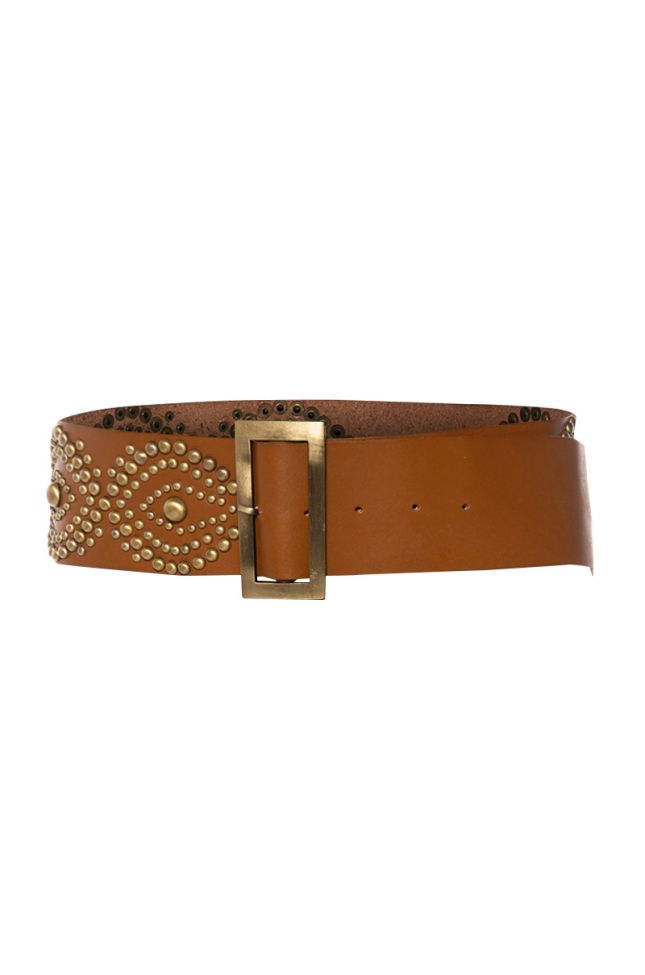 Side View Genuine Leather Studded Belt