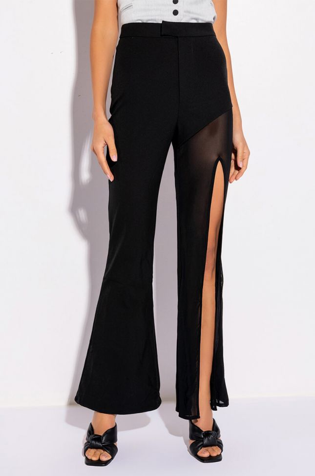 Front View Get You Going High Slit Wide Leg Trousers