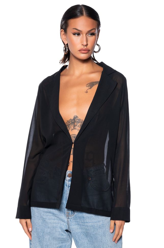 Front View Gg Easy Mesh Cover Up Jacket