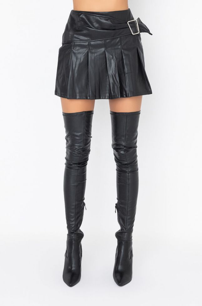 Front View Going Out Faux Leather Mini Skirt