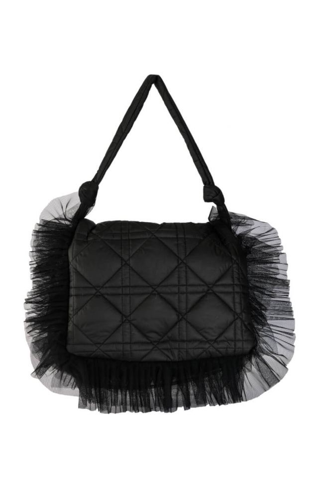 GOING PLACES TULLE DETAIL NYLON PURSE