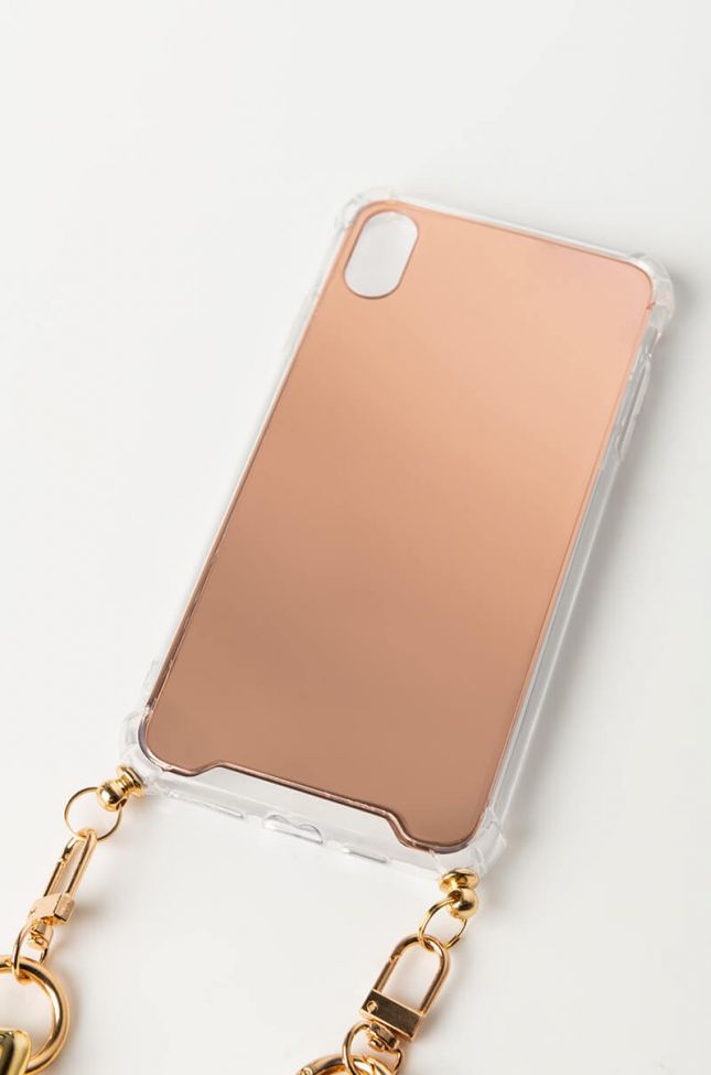 Front View Gold Mirror Xs Max Chain Iphone Case