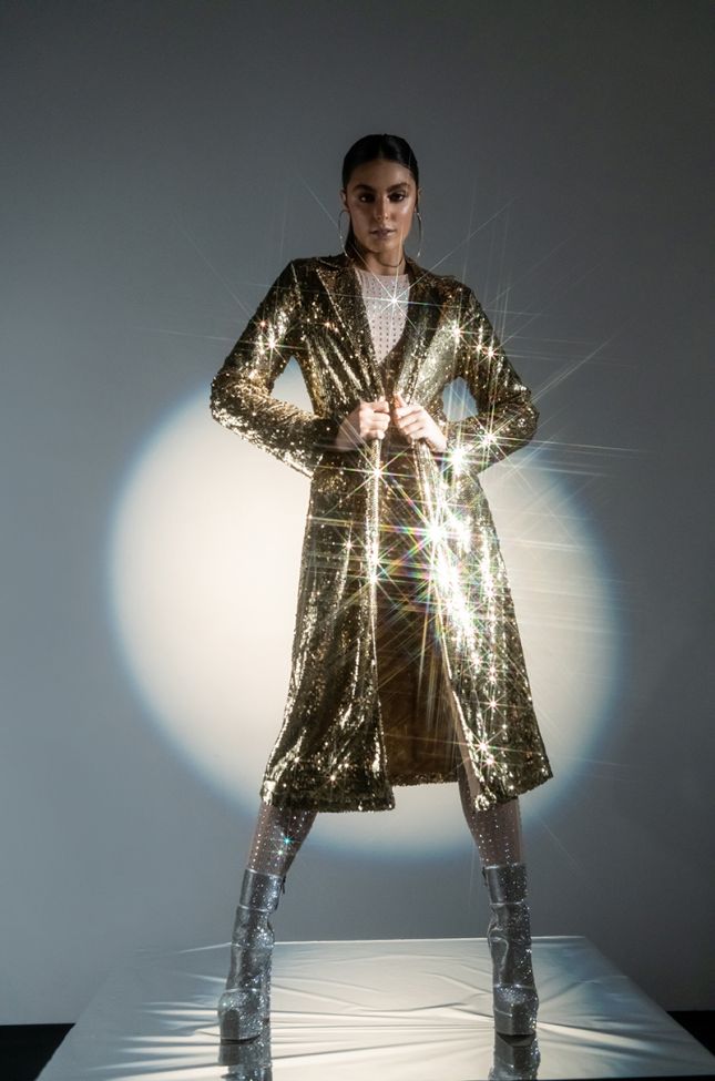 Front View Gold Sequin Duster