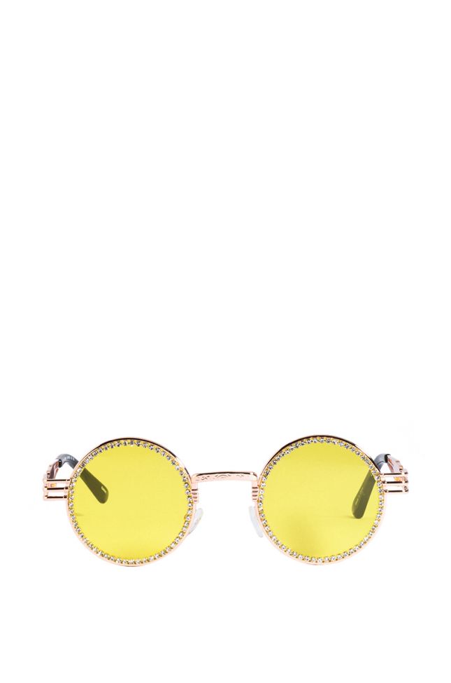 Side View Goldie Embellished Sunnies In Yellow