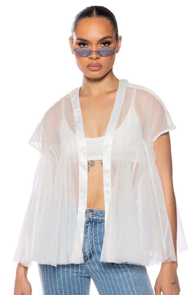 Front View Goody Mesh Overlay Short Duster