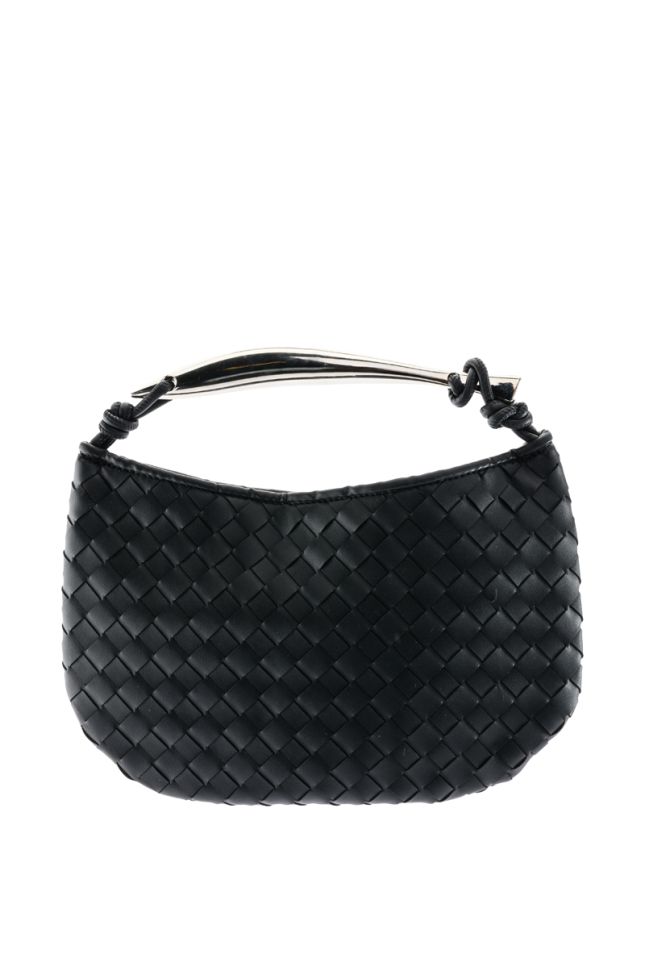 Side View Got A Handle On It Woven Pu Bag In Black