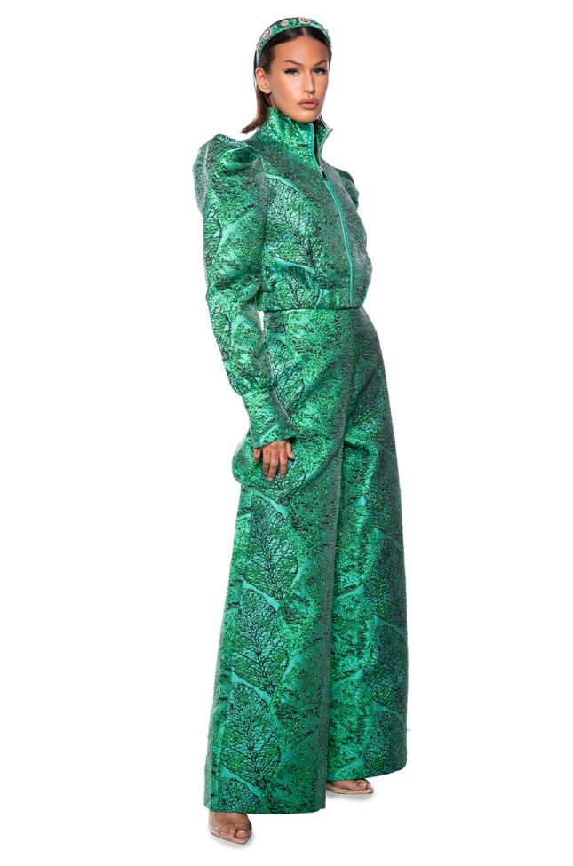 Back View Green Brocade Trouser Pant
