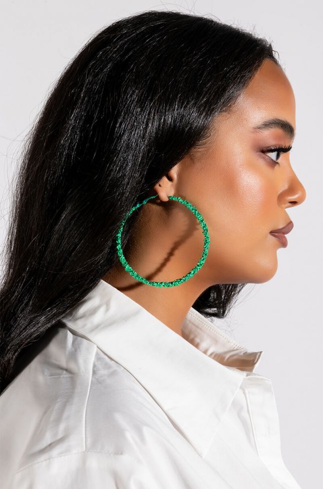 Front View Green With Envy Crushed Hoops