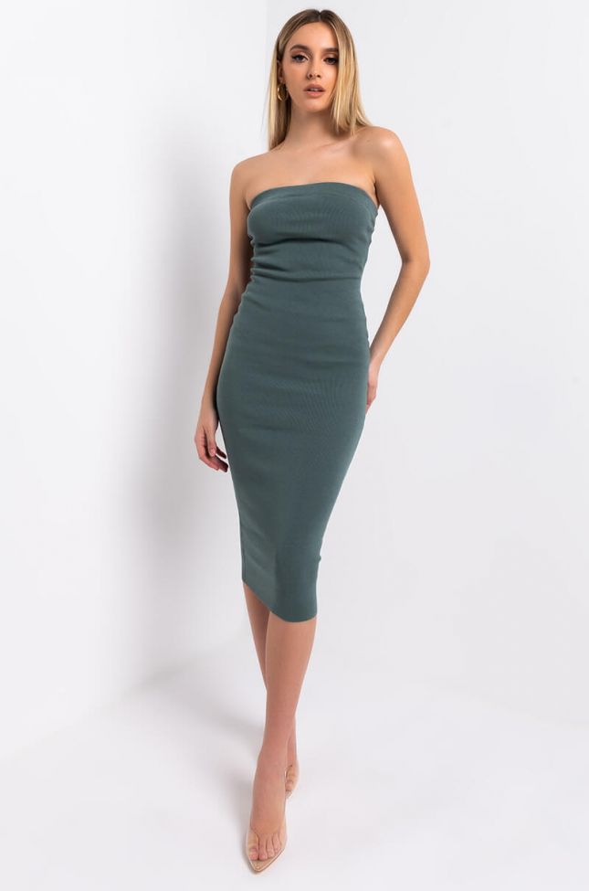 Front View Happy Home Tube Midi Dress in Light Green