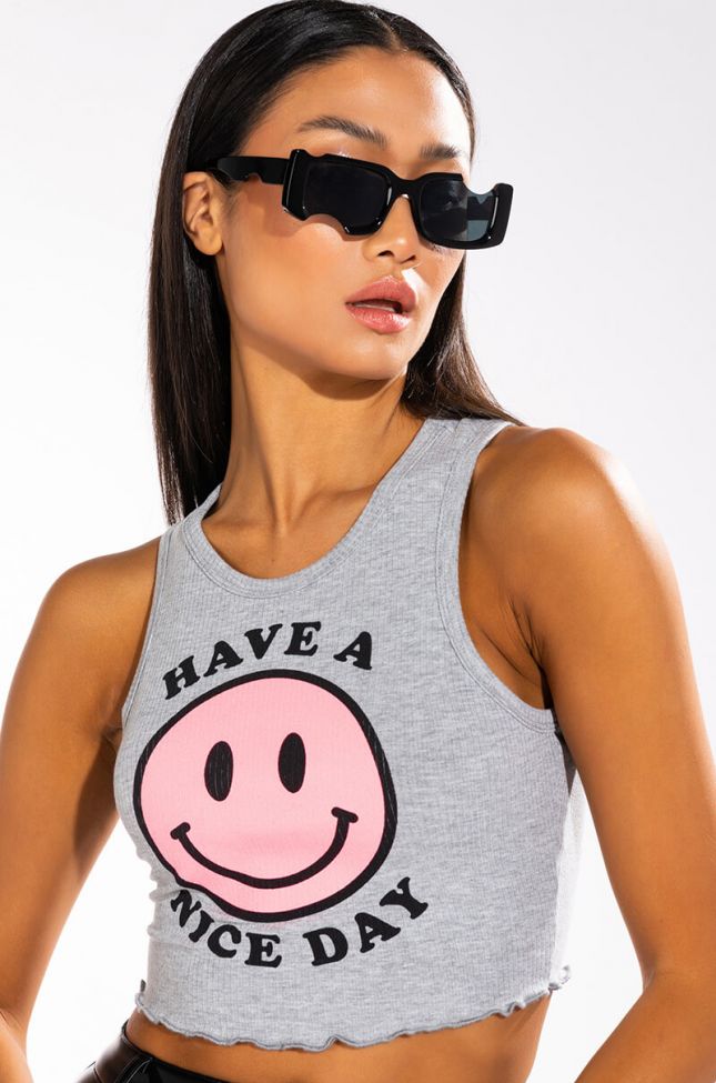HAVE A NICE DAY CROPPED RIB TANK