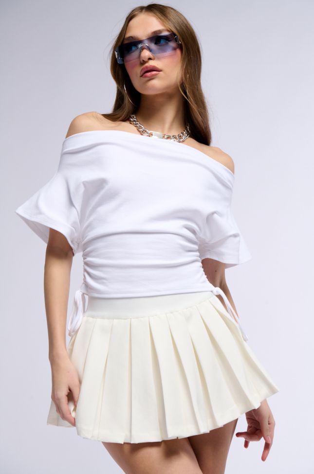 Extra View Haven Cinched Waist Pleated Mini Skirt