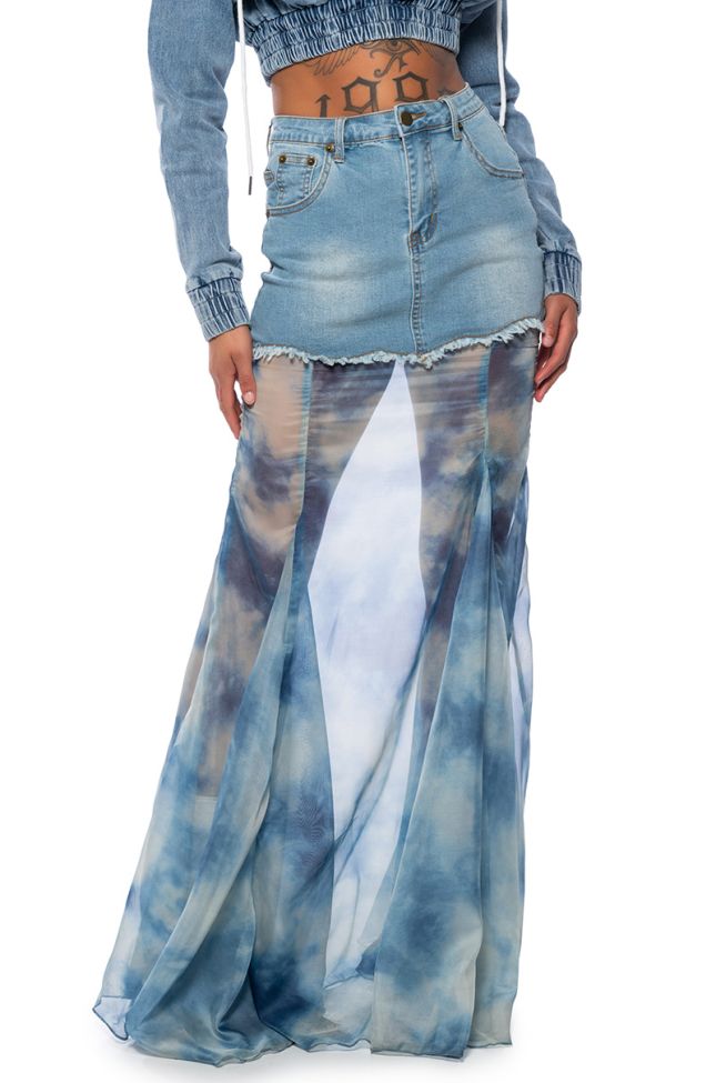 Front View Head In The Clouds Maxi Skirt