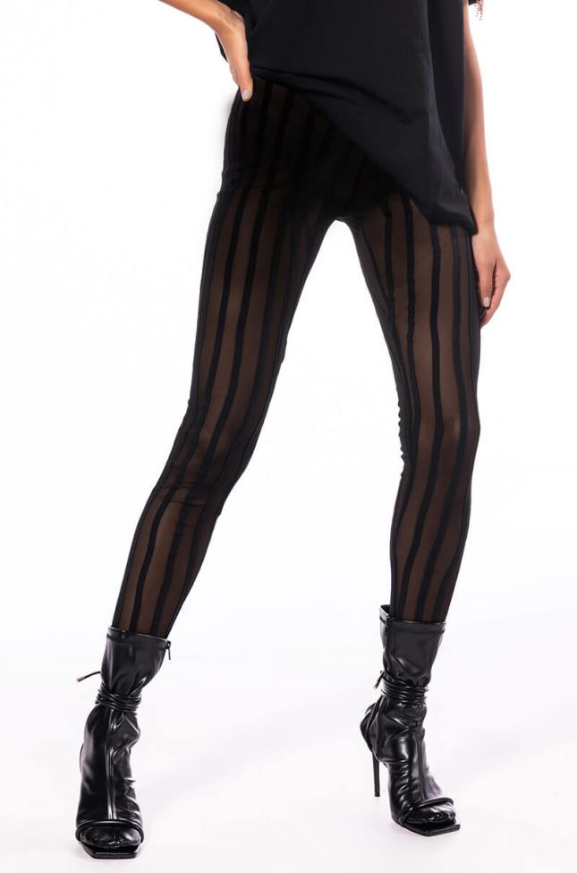 Front View Hear Me Say Mesh Striped Legging