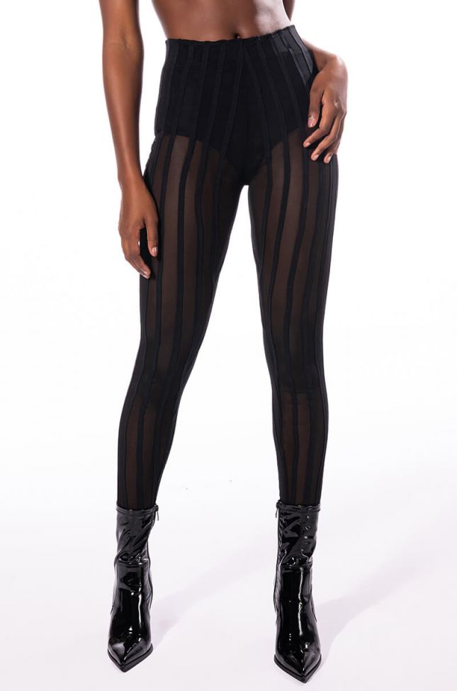 Front View Hear Me Say Mesh Striped Legging