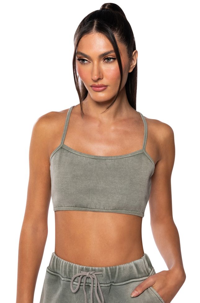 Front View Here Comes The Hurricane Ribbed Knit Bralette