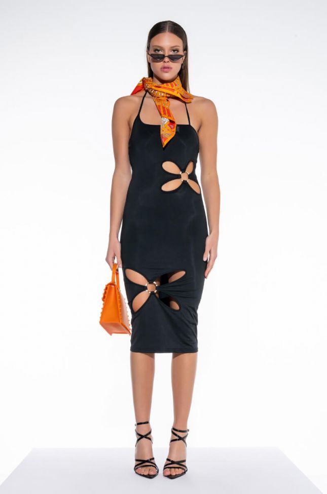 Side View Here To Win Cutout Midi Dress