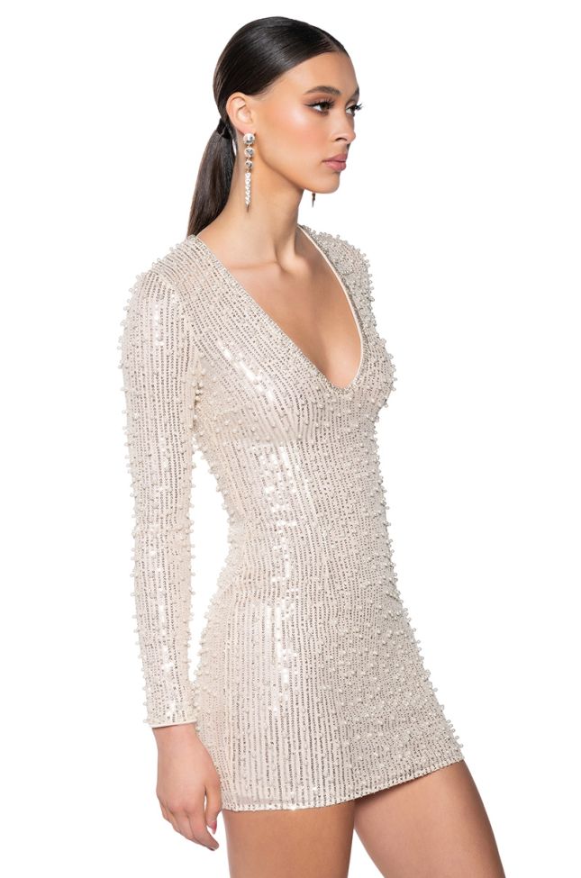 Side View High Commodity Pearl Detail Mini Dress