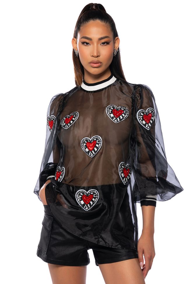 Front View Highest Honor Embellished Blouse