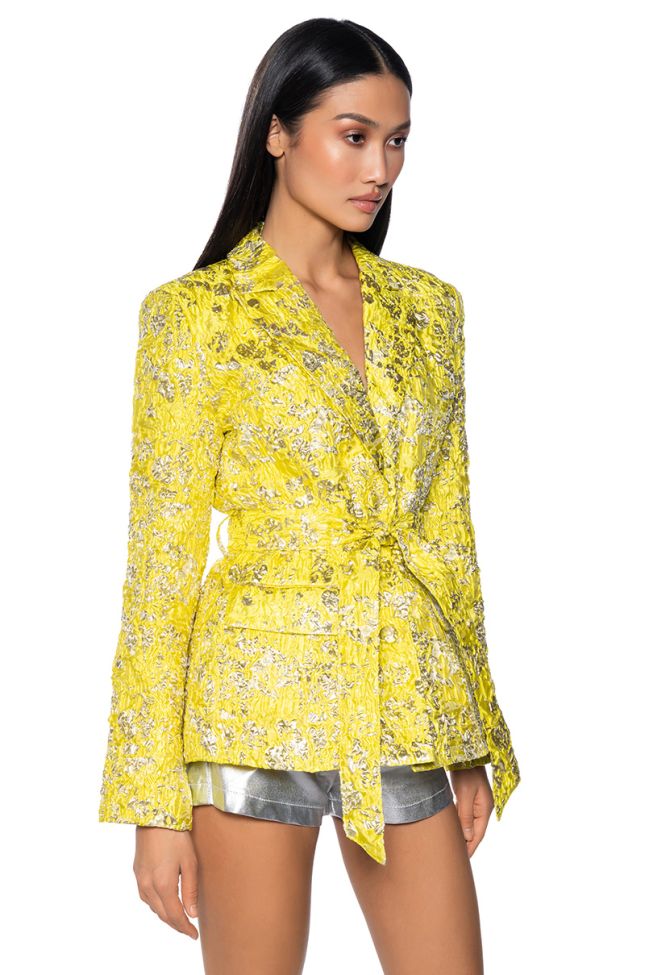 Side View Holiday Brocade Quilted Lined Blazer