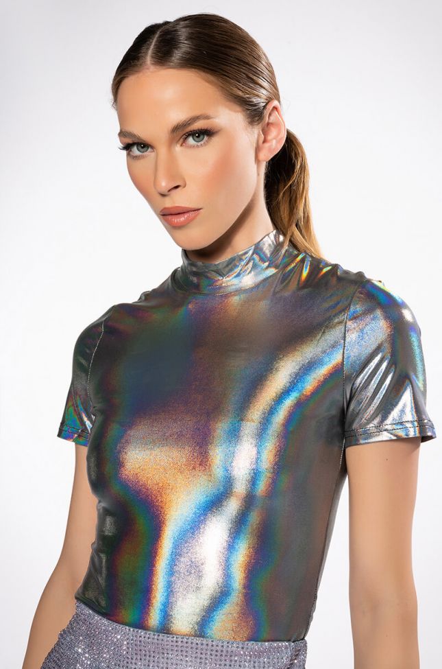 Front View Holo Short Sleeve Bodysuit