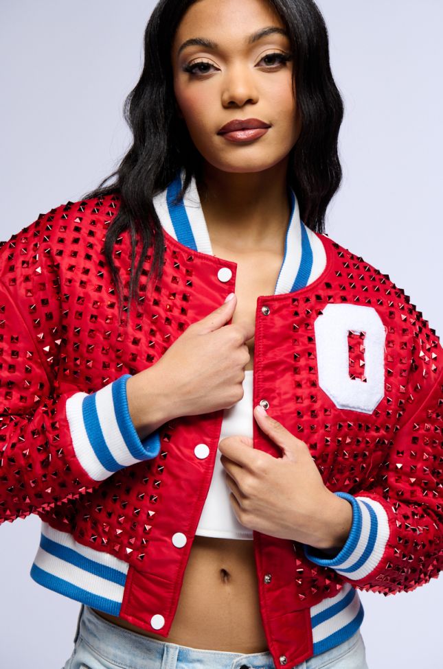Front View Home Run Studded Bomber