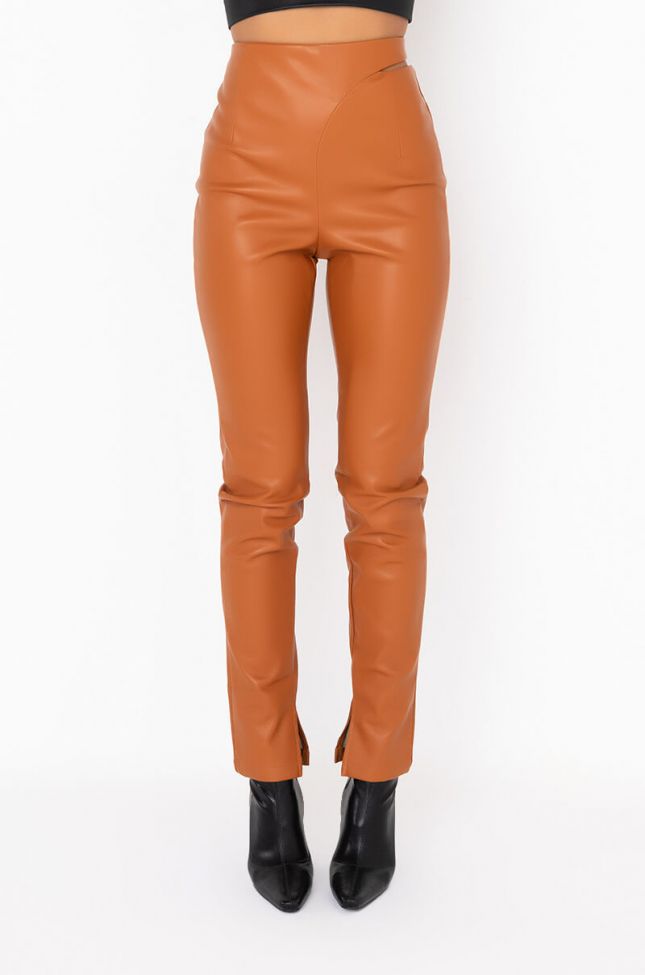Front View Hot Commodity Cutout Faux Leather Pant