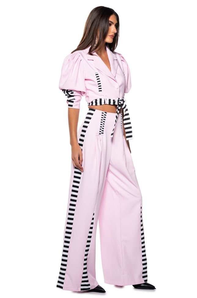 Side View Hot Girl Striped Statement Trouser