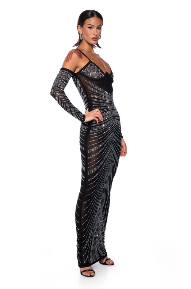 Front View I Bring The Party Embellished Mesh Maxi Dress